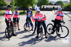 A team of riders returning from their ride.
