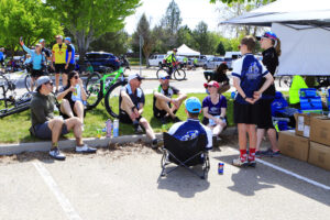People hanging out after the ride.